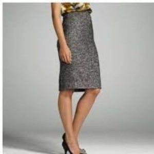 J. Crew Black & White Tweed Mohair & Alpaca Wool Metallic Pencil Skirt Size 4